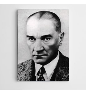 Atatürk Portre Siyah Beyaz Kanvas Tablo
