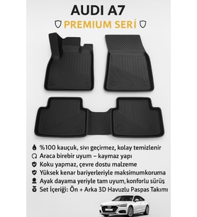 Audi A7 2018+ Uyumlu 3D Oto Paspas Havuzlu
