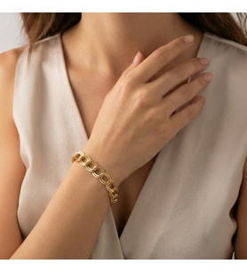 Lorivelle 14K Altın Kaplama Paslanmaz Çelik Samanyolu Zincir Bileklik (17+5 cm)