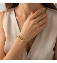 Lorivelle 14K Altın Kaplama Paslanmaz Çelik Samanyolu Zincir Bileklik (17+5 cm)