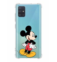 Samsung Galaxy A51  Köşe Korumalı Antişok Kapak Mickey Mouse Tasarımlı Şeffaf  Kılıf