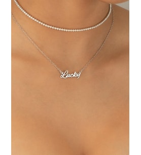 Kişiye Özel Lucky Şans Temalı Kolye 925K Gümüş