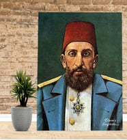 Kişiye Özel  Padişah II. Abdülhamid   Tasarımlı Yeni İş Hediyesi Kanvas Tablo 30x50 cm