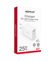 Apricot APC-PD26 25W PD + USB Çift Çıkışlı Hızlı Şarj Adaptörü Beyaz
