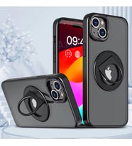 ALLY iPhone 15 Plus İçin Magsafe Uyumlu Yüzük Standlı Manyetik Silikon Kılıf (Siyah)
