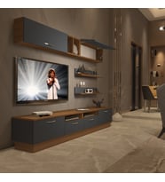 Decoraktiv Trendstyle 5220 Mdf Tv Ünitesi Tv Sehpası - Ceviz Antrasit (Antrasit - Ceviz)