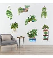 Saksılı Çiçek Tasarımlı Yapışkanlı Sticker (5343)