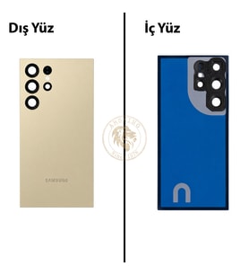 Samsung S24 Ultra Sarı Arka Pil Kapağı Batarya Kapağı Lazer Kesim Back Cover