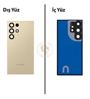 Samsung S24 Ultra Sarı Arka Pil Kapağı Batarya Kapağı Lazer Kesim Back Cover