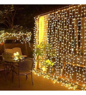 3x3m Perde LED - 8 Fonksiyonlu, Su Geçirmez İç Dış Mekan Teras Dekor Işıkları