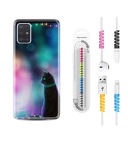 Samsung a71 A72 A73 A7 A9 2018 C7 C9 Kılıf Kablo Koruma Spiral Silikon Window Cat 1787