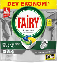 ŞeyliŞeyler -Fairy Platinum Bulaşık Makinesi Kapsülü 96 Yıkama Limon Kokulu 3 Paket