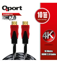 QPORT Q-HDMI103 10 METRE 2.0V 4K ALTIN UÇLU ÖRGÜLÜ KABLO