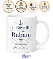 En Güvenilir İnsan Babam Yazılı Kupa Bardak Babalar Günü Hediyesi