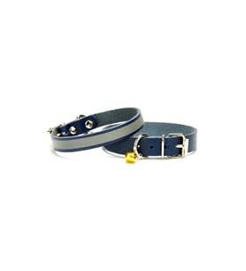 Cattie Gerçek Deriden El Yapımı Reflektörlü Kedi Boyun Tasması 1,2x25-29cm - Royal Blue
