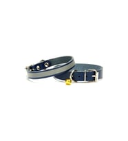 Cattie Gerçek Deriden El Yapımı Reflektörlü Kedi Boyun Tasması 1,2x25-29cm - Royal Blue