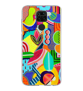 PrintiFy Xiaomi Redmi Note 9 ile Uyumlu 1mm Slim Fit Retro Colors 6 Baskılı Şeffaf  Kılıf