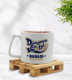 BK Gift Kişiye Özel Dünyanın En İyi Babası Tasarımlı Middle Beyaz Kupa Bardak Model 2