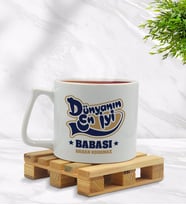 BK Gift Kişiye Özel Dünyanın En İyi Babası Tasarımlı Middle Beyaz Kupa Bardak Model 2