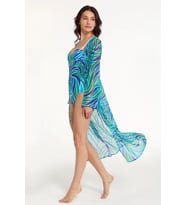 LYYN Argento 2106-3013 Kadın Kaftan (Mavi)