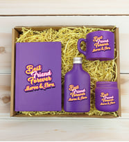 BK Gift Kişiye Özel İsimli DTF Best Friend Temalı Mor Defter & Kahve Fincanı & Kolonya & Mum Hediye Seti-3, Arkadaşa Hediye, Doğum Günü Hediyesi