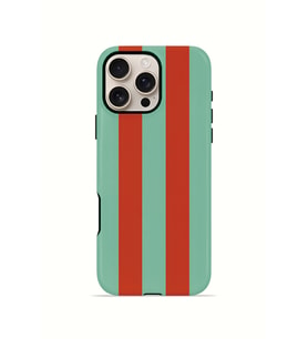 iPhone 16 Pro Max Vorian Çift Katmanlı Kılıf Terracotta Mint Stripe