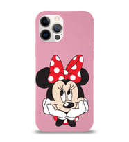 Apple iPhone 12 Pro  Lansman Kılıf Minnie Mouse Tasarımlı Altı Kapalı İçi Kadife Kaplı  Kapak (Şeffaf)