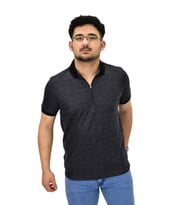 Erkek Polo Yaka Fermuarlı Merserize Jakarlı Tişört 7630 BGL-ST04538 (Füme)