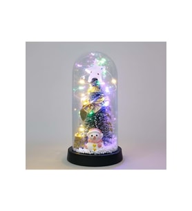 Kişiye Özel Yılbaşı Temalı Işıklı Dekoratif Cam Fanus - 21x11cm