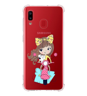 Samsung Galaxy A20 Uyumlu Köşe Korumalı Antişok Kapak Vespagirl Tasarımlı Şeffaf Silikon Kılıf