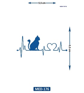 Kedi Nabız 5 cm Minimal geçici Dövme Yarı Kalıcı Geçici Dövme