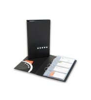 Kartvizit Albümü 4 Sıralı 160 Kartlık Kapasiteli Pvc Double Color Card Folder 15x26,5 cm (Siyah)