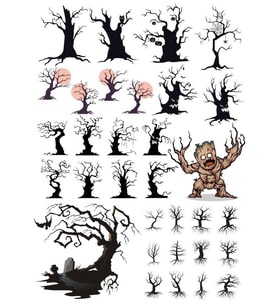 Korkunç Ağaçlar Sticker Set 28 Parça Telefon, Tablet, Defter, Laptop Sticker