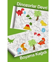 Dinozor Temalı Dev Boyama Kağıdı 2 Metre Sevimli Dinozorlar Aktivite Rulosu - Çocuk Eğitici Rulo (Renksiz)