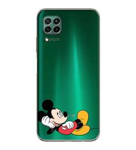 Huawei P40 Lite  Kamera korumalı Kapak Mickey Mouse Tasarımlı  Şeffaf Kılıf