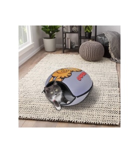 Renkli ve konforlu kedi evi, keyifli dinlenme alanı