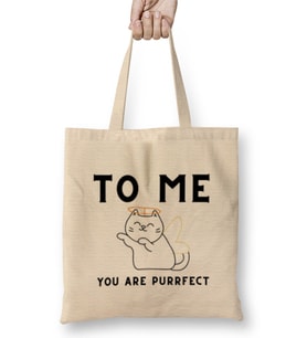 Funny Cat To Me You Are Purrfect Bez Çanta Uzun Saplı