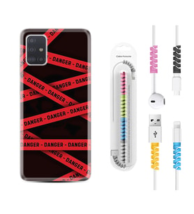 Samsung a71 A72 A73 A7 A9 2018 C7 C9 Kılıf Kablo Koruma Spiral Silikon Danger 1372