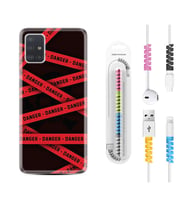 Samsung a71 A72 A73 A7 A9 2018 C7 C9 Kılıf Kablo Koruma Spiral Silikon Danger 1372