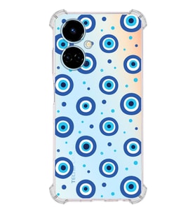 PrintiFy Tecno Camon 19 Uyumlu Nazar Boncuğu 1 Baskılı Şeffaf Köşe Korumalı Antişok Kılıf