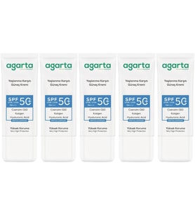 Agarta Yaşlanma Karşıtı Collagen Destekli Spf+50 Faktör Yüz Güneş Kremi 50 ML (5 Li Set)