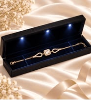 925 Ayar Gümüş Kadın Bileklik Gold Baget Taşlı Premium Işıklı Kutulu