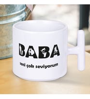 BABA Seni Çok Seviyorum Baskılı Babalar Gününe Özel Hediyelik T Kupa Bardak