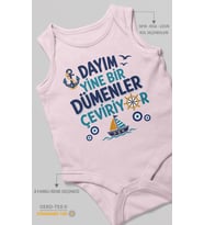 Dayım Yine Bir Dümenler Çeviriyor Sıfır Kol Bebek Zıbını %100 Pamuk