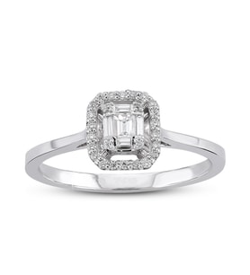 0.15 Ct Baget Pırlanta Yüzük B15 (Çok Renkli)