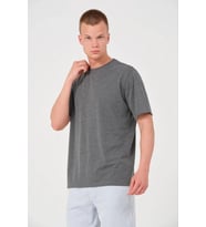 Erkek Düz Bisiklet Yaka Tişört Kısa Kol Yazlık T-Shirt - Antrasit
