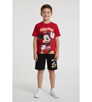 Ekru Erkek Çocuk Mickey Fare Baskılı Şortlu 2li Takım 23970