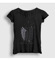 Presmono Kadın Siyah Survey Anime Attack On Titan T-Shirt 124901tt