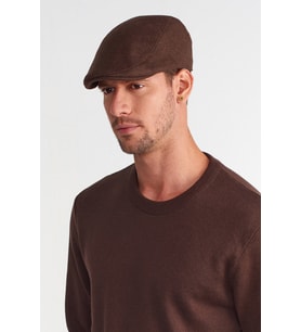 Erkek Yün Flat Cap Kasket Peaky Blinders Şapka (Kahverengi)