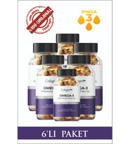 6 Adet Omega-3 Premium Fish Oil 90 Softgel X 1000mg, Balık Yağı, Hidrolize Kolajen